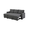 Image of BOWERY HILL Steel Gray Linen Reversible/Sectional Sleeper Sofa with Storage