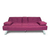 Image of NOUVCOO Futon Sofa Bed Modern Linen Upholstered Couch, Convertible Folding Recliner Lounge Futon Couch with 2 Cup Holders/Armrest/Metal Legs for Living Room, Home Furniture, School Dormitoryl, Purple
