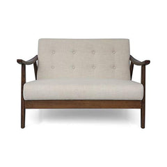 Buda Mid-Century Modern Settee, Beige