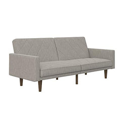 DHP Paxson Convertible Futon Couch Bed with Linen Upholstery and Wood Legs - Light Gray