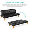 Image of Best Choice Products Convertible Lounge Futon Sofa Bed w/Adjustable Back, Sturdy Wood Frame, Faux Leather, Tufted Design - Black