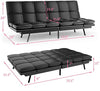 Image of Milemont Futon Sofa Bed Memory Foam Couch Sleeper Daybed Foldable Convertible Loveseat, Single, Black