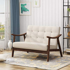 Buda Mid-Century Modern Settee, Beige