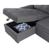 Image of BOWERY HILL Steel Gray Linen Reversible/Sectional Sleeper Sofa with Storage