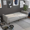 Image of DHP Paxson Convertible Futon Couch Bed with Linen Upholstery and Wood Legs - Light Gray
