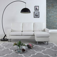 Casa Andrea Milano LLC Modern Sectional Sofa - Small Space Reversible Configurable Couch, White Leather