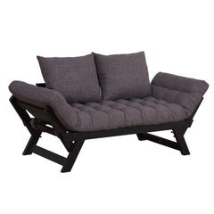 HOMCOM Single Person 3 Position Convertible Couch Chaise Lounger Sofa Bed, Dark Grey