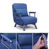 Image of JAXPETY Sofa Bed Folding Arm Chair Convertible Sleeper Chair, Leisure Recliner Lounge Couch with Pillow and 5 Position Adjustable Backrest for Home Office, Blue