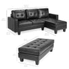 Image of Best Choice Products Tufted Faux Leather 3-Seat L-Shape Sectional Sofa Couch Set w/Chaise Lounge, Ottoman Coffee Table Bench, Black