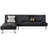 Image of YAHEETECH Faux Leather Sectional Sofa Couch Sectional Living Room Furniture Set Convertible Futon Sofa Beds with Chaise Lounge Black