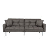 Image of Divano Roma Furniture Collection Modern Plush Tufted Linen Fabric Splitback Living Room Sleeper Futon (Dark Grey), Small