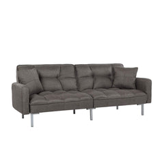 Divano Roma Furniture Collection Modern Plush Tufted Linen Fabric Splitback Living Room Sleeper Futon (Dark Grey), Small