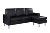 Image of Modern Bonded Leather Sectional Sofa - Small Space Configurable Couch - Black