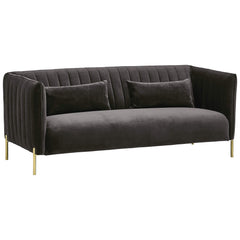 Amazon Brand – Rivet Frederick Mid-Century Channel Tufted Velvet Sofa Couch, 77.5"W, Grey