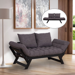 HOMCOM Single Person 3 Position Convertible Couch Chaise Lounger Sofa Bed, Dark Grey