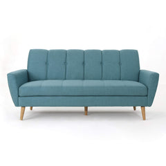 Christopher Knight Home Treston Mid-Century Fabric Sofa, Blue / Natural