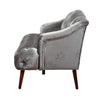 Image of Esther Modern Glam Tufted Velvet 3 Seater Sofa, Smoke and Walnut