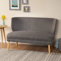 Christopher Knight Home Desdemona Mid-Century Modern Fabric Settee, Light Gray, Natural Finish