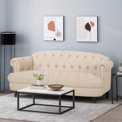 Christopher Knight Home Tracy Contemporary Deep Tufted Sofa with Nailhead Trim, Beige