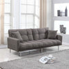 Image of Divano Roma Furniture Collection Modern Plush Tufted Linen Fabric Splitback Living Room Sleeper Futon (Dark Grey), Small