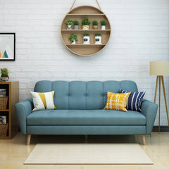 Christopher Knight Home Treston Mid-Century Fabric Sofa, Blue / Natural