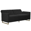 Image of Novogratz Skylar Coil, Modern Sofa Bed and Couch, Black Velvet Futon