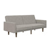 Image of DHP Paxson Convertible Futon Couch Bed with Linen Upholstery and Wood Legs - Light Gray