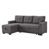 Image of BOWERY HILL Steel Gray Linen Reversible/Sectional Sleeper Sofa with Storage