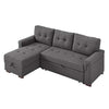 Image of BOWERY HILL Steel Gray Linen Reversible/Sectional Sleeper Sofa with Storage