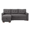 Image of BOWERY HILL Steel Gray Linen Reversible/Sectional Sleeper Sofa with Storage