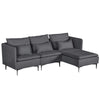 Image of MELLCOM Convertible Sectional Sofa Couch, Modern Design Chaise Lounge Chair of Sectional Sofa with Modern Linen Fabric and Metal Feet for Living Room Dark Grey