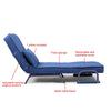 Image of JAXPETY Sofa Bed Folding Arm Chair Convertible Sleeper Chair, Leisure Recliner Lounge Couch with Pillow and 5 Position Adjustable Backrest for Home Office, Blue