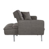 Image of Divano Roma Furniture Collection Modern Plush Tufted Linen Fabric Splitback Living Room Sleeper Futon (Dark Grey), Small