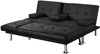 Image of YAHEETECH Faux Leather Sectional Sofa Couch Sectional Living Room Furniture Set Convertible Futon Sofa Beds with Chaise Lounge Black