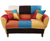 Image of Contemporary Colorful Loveseat Foldable Split Back Upholstered Sofa Couch Sleeper Apartment Sofa Bed with 2 Free Pillows, Wood Legs (Multicolor)