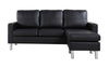 Image of Modern Bonded Leather Sectional Sofa - Small Space Configurable Couch - Black