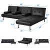 Image of YAHEETECH Faux Leather Sectional Sofa Couch Sectional Living Room Furniture Set Convertible Futon Sofa Beds with Chaise Lounge Black