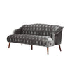 Image of Esther Modern Glam Tufted Velvet 3 Seater Sofa, Smoke and Walnut