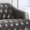 Image of Esther Modern Glam Tufted Velvet 3 Seater Sofa, Smoke and Walnut