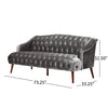 Image of Esther Modern Glam Tufted Velvet 3 Seater Sofa, Smoke and Walnut