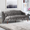 Image of Esther Modern Glam Tufted Velvet 3 Seater Sofa, Smoke and Walnut