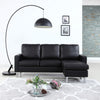 Image of Modern Bonded Leather Sectional Sofa - Small Space Configurable Couch - Black